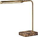 Adesso® Reader LED Desk Lamp with USB Port, 15"H, Antique Brass Shade/Brown Marble Base