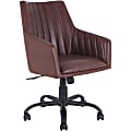 Lorell® Bonded Leather Back Stitch Chair, Black