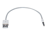 QVS - Charging / data cable - 4-pole mini jack male to USB male - 1 ft - white - for Apple iPod shuffle (1G, 2G, 3G, 4G)