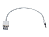 QVS - Charging / data cable - 4-pole mini jack male to USB male - 1 ft - white - for Apple iPod shuffle (1G, 2G, 3G, 4G) 1 thumbnail image