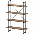 Lorell SOHO Rustic Metal Frame Bookcase, 57.5"H x 39.4"W x 11.8"D, 4 Shelve(s), Band Edge, Walnut, Sturdy, Durable 1 thumbnail image