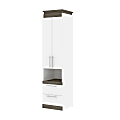 Bestar Orion 20"W Storage Cabinet With Pull-Out Shelf, White/Walnut Gray 1 thumbnail image