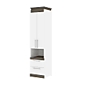 Bestar Orion 20"W Storage Cabinet With Pull-Out Shelf, White/Walnut Gray