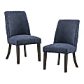 Office Star Evelina Fabric/Wood Dining Chairs, 37-3/4”H x 21”W x 26”D, Emmons Cobalt, Pack Of 2 Chairs
