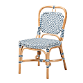 bali & pari Luciana Rattan Bistro Accent Chairs, Blue/White/Natural Brown, Set Of 2 Chairs