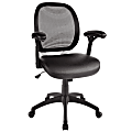 Realspace® Duval Bonded Leather/Mesh Mid-Back Chair, 41 1/4"H x 25 5/8"W x 27 5/8"D
, Black