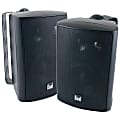 Dual 4" 3-Way Indoor/Outdoor Wired Speakers, Black, Set Of 2 Speakers