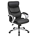 Lorell® Ergonomic Bonded Leather High-Back Chair, Black/Silver