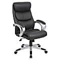 Lorell® Ergonomic Bonded Leather High-Back Chair, Black/Silver 1 thumbnail image