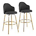 LumiSource Ahoy Fixed-Height Bar Stools, Charcoal/Gold, Set Of 2 Stools 1 thumbnail image