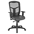 Lorell® Ergonomic Mesh/Leather High-Back Chair, Synchro Tilt, Black