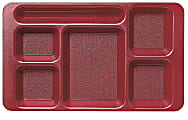 Cambro Camwear® 5-Compartment Trays, Cranberry, Pack Of 24 Trays