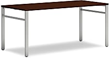 HON® Mod Table Desk With U-Legs, 29"H x 66"W x 30"D, Silver/Traditional Mahogany 1 thumbnail image