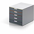 DURABLE® VARICOLOR® Desktop 5 Drawer Organizer - 11" W x 11-3/8" H x 14" D - 5 Drawers - Color Labeled Tabs - Charcoal 1 thumbnail image