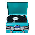 Victor Diner VHRP-1400 Dual-Bluetooth® Belt-Drive 7-In-1 Music Center With Turntable And AM/FM Radio And CD Player, 10"H x 8.5"W x 15.5"D, Turquoise 1 thumbnail image