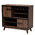 Baxton Studio Margo 2-Tone Wine Storage Cabinet, Walnut/Black