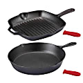 MegaChef Pre-Seasoned 4-Piece Cast Iron Cookware Set, Black/Red 1 thumbnail image