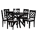 Baxton Studio Jana Wood 7-Piece Dining Set, Gray/Espresso Brown