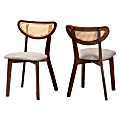 Baxton Studio Darrion 2-Piece Dining Chair Set, Gray/Walnut Brown