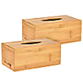 Alpine Wooden Tissue Box Covers, 4-1/2" x 10-1/2" x 6", Bamboo, Pack Of 2 Covers