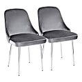 LumiSource Marcel Dining Chairs, Chrome/Blue, Set Of 2 Chairs