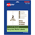 Avery® Recycled Paper Labels, 94266-EWMP10, Rectangle, 11" x 4-1/4", White, Pack Of 20 1 thumbnail image