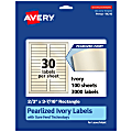 Avery® Pearlized Permanent Labels With Sure Feed®, 94210-PIP100, Rectangle, 2/3" x 3-7/16", Ivory, Pack Of 3,000 Labels