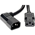 Tripp Lite 2ft Power Cord Extension Cable Left Angle C14 to C13 Heavy Duty 15A 14AWG 2'