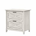 Bush Furniture Key West 30"W Lateral 2-Drawer File Cabinet, Linen White Oak, Standard Delivery