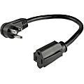 StarTech.com 1 ft Flat Extension Cord - NEMA 5-15R to NEMA Right-Angle 5-15P Power Cable - Low Profile Extension Cord - Right Angle Power Cord 1 thumbnail image