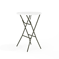 Flash Furniture Round Plastic Folding Bar Table, 43-3/4"H x 31-1/4"W x 31-1/4"D, Granite White