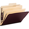 Smead SuperTab 2/5 Tab Cut Letter Recycled Classification Folder - 8 1/2" x 11" - 2" Expansion - 2S Fastener - Right of Center Tab Position - 2 Divider(s) - Linen - Maroon - 10 / Box
