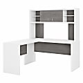 Bush Business Furniture Echo L-Shaped Desk With Hutch, Pure White/Modern Gray, Standard Delivery 1 thumbnail image