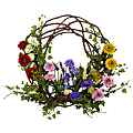 Nearly Natural Spring Floral 22”H Plastic Wreath, 22”H x 22’W x 7”D, Multicolor 1 thumbnail image