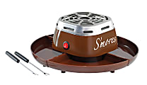 Nostalgia Electrics Indoor Electric Stainless-Steel S'mores Maker With 4 Compartment Trays, Brown