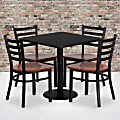 Flash Furniture Square Table And 4 Ladder-Back Chairs, 30" x 30", Black