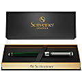 Scriveiner Classic Rollerball Pen, Medium Point, 0.7 mm, British Racing Green/Silver Barrel, Black Ink