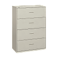HON® Basyx 400 36"W x 19-1/4"D Lateral 4-Drawer File Cabinet, Light Gray
