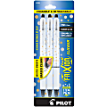 Pilot® FriXion Clicker Dots Erasable Gel Pens, Fine Point, 0.7 mm, White Barrels, Black Ink, Pack Of 3 Pens