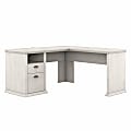 Bush Business Furniture Yorktown 60"W L-Shaped Corner Desk With Storage, Linen White Oak, Standard Delivery