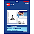 Avery® Permanent Labels With Sure Feed®, 94252-CMF25, Rectangle, 4" x 3", Matte Clear, Pack Of 100 1 thumbnail image