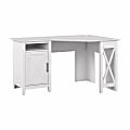Bush Business Furniture Key West 54"W Corner Desk With Storage, Pure White Oak, Standard Delivery