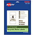 Avery® Recycled Paper Labels, 94241-EWMP10, Rectangle, 2" x 5", White, Pack Of 40