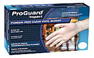 ProGuard Vinyl PF General Purpose Gloves - Medium Size - Vinyl - Clear - Disposable, Powder-free, Beaded Cuff, Ambidextrous, Comfortable - For Food Handling, Cleaning, Painting, Manufacturing, Assembling, General Purpose - 100 / Box