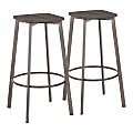 LumiSource Clara Square Bar Stools, Antique Metal/Espresso, Set Of 2 Stools