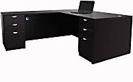 Boss Office Products Holland Series 71"W Executive L-Shaped Corner Desk With 2 File Storage Pedestals, Mocha 1 thumbnail image