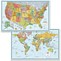Advantus Deluxe USA / World Wall Map - World, United States - 50" Width x 32" Height 1 thumbnail image
