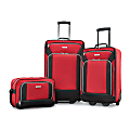 American Tourister® Fieldbrook XLT Polyester 3-Piece Luggage Set, Black/Red