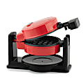 MegaChef Nonstick Round Electric Flip Belgian Waffle Maker, 5-7/8”H x 11-1/8”W x 6-3/8”D, Red 1 thumbnail image