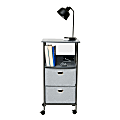 Dormify Sunny Charging 2-Drawer Cart on Wheels, Gray 1 thumbnail image